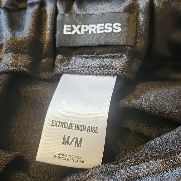 Express Extreme High Rise satin wide leg ankle length pants, sparkle seams, M - Picture 7 of 9